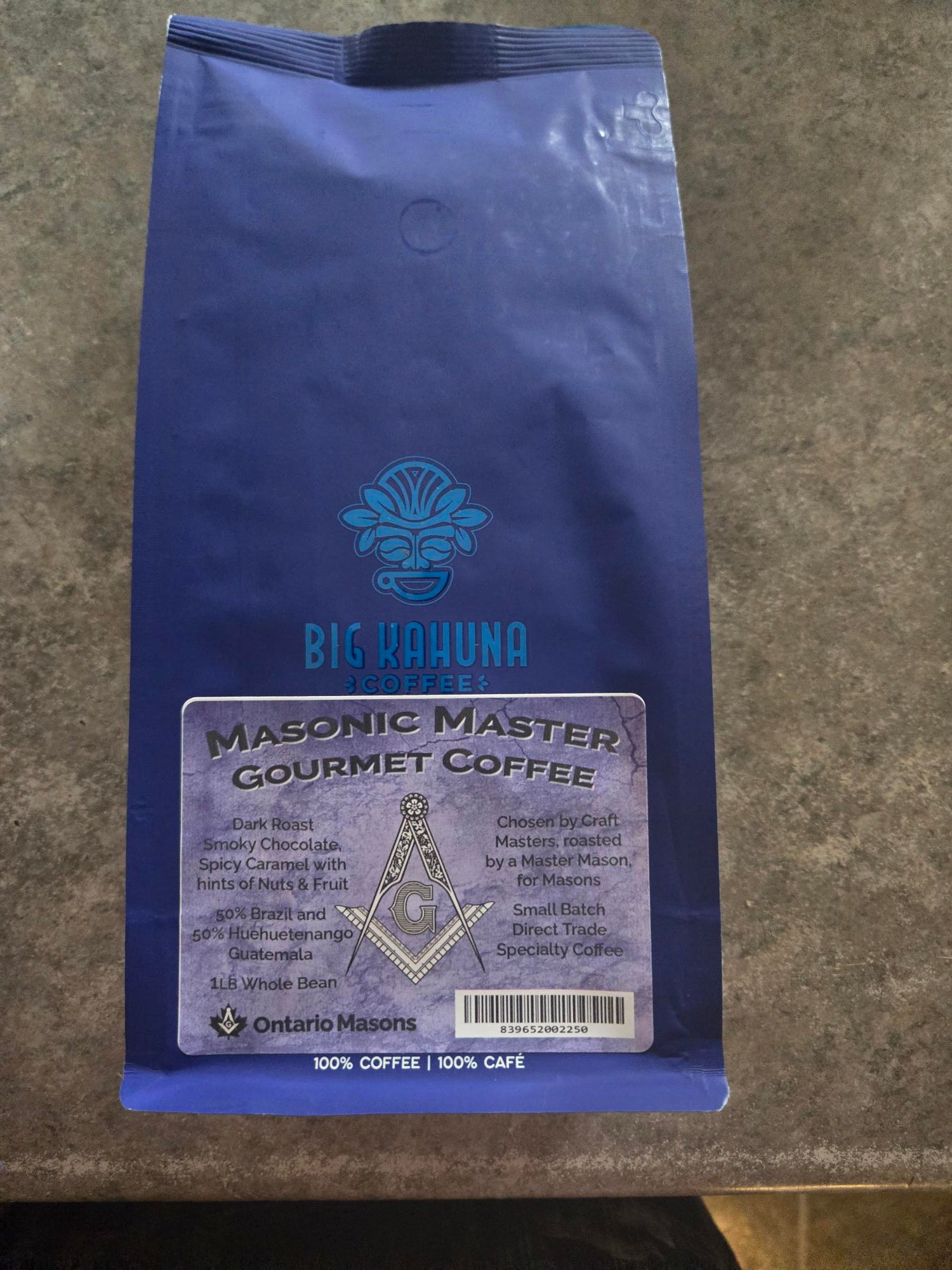 Big Kahuna Coffee "Masonic Master" Whole Beans (Local Drop off or pick up only)